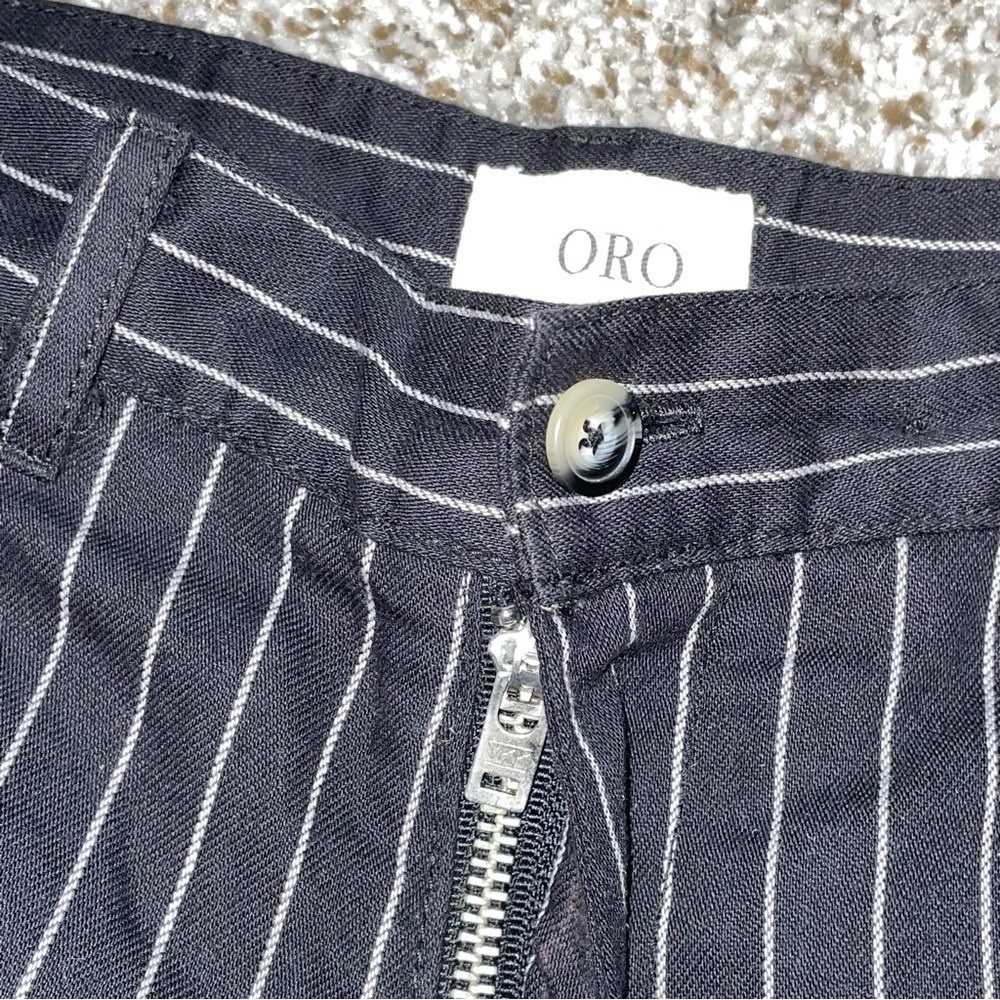 ORO LOS ANGELES Tailored Black & White Striped Pants Size 30 - Picture 3 of 9
